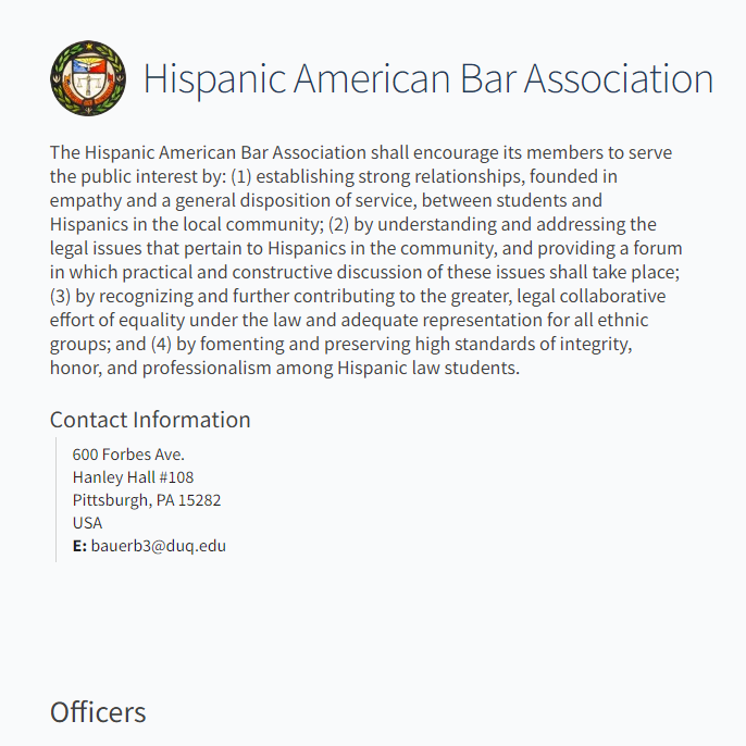 Duquesne Kline Law Hispanic American Bar Association - Hispanic and Latino organization in Pittsburgh PA